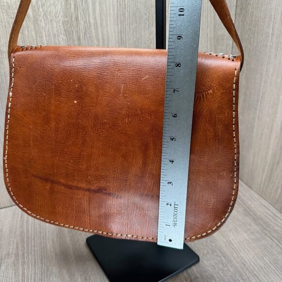 Vintage Studded Shoulder Purse Tassel Flap Adjustable Leather Brown - Picture 11 of 13